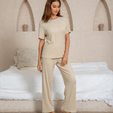 Airy soft loose fit top & wide pants set