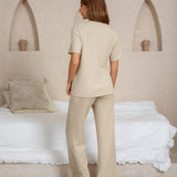 Airy soft loose fit top & wide pants set