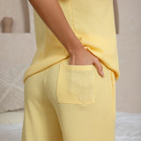 Waffled Top and Wide Legged Pant 2 Piece Set