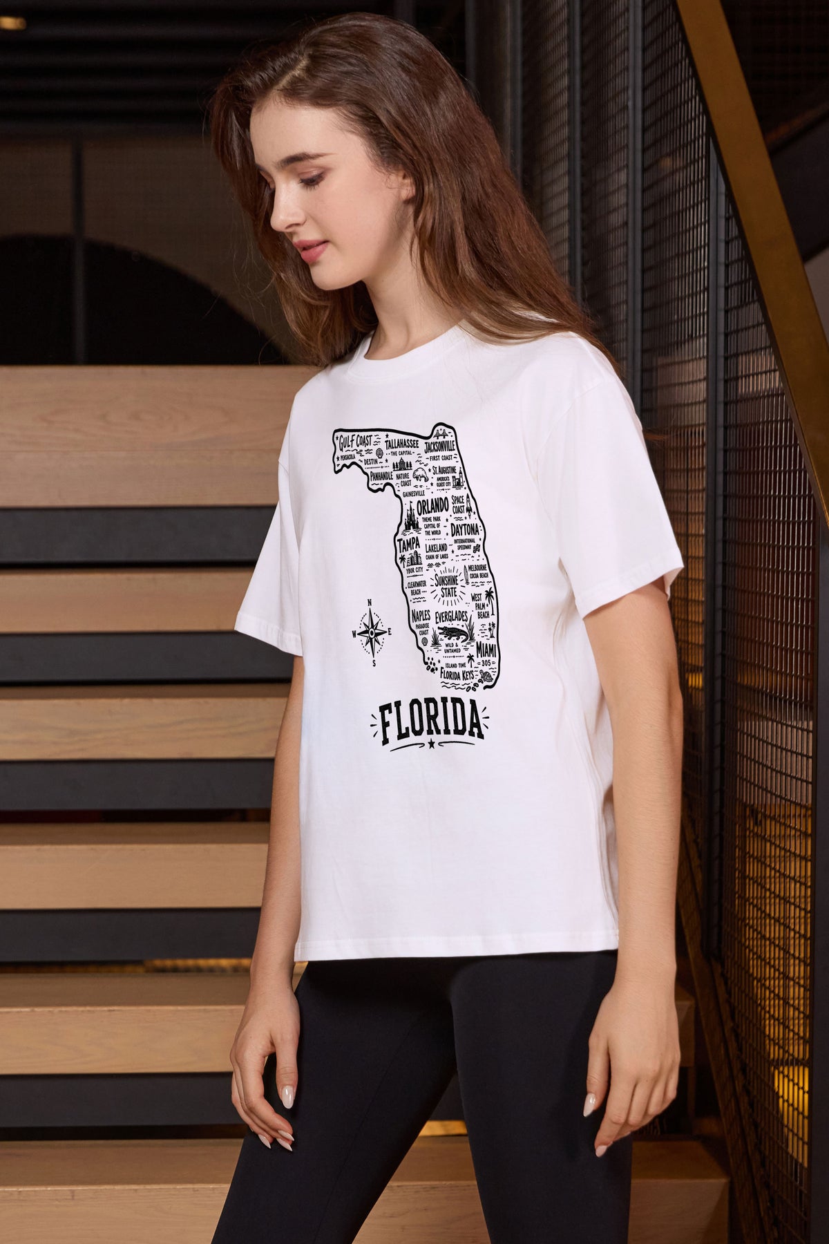 Florida Hometown Map Tee in white — model view 2.