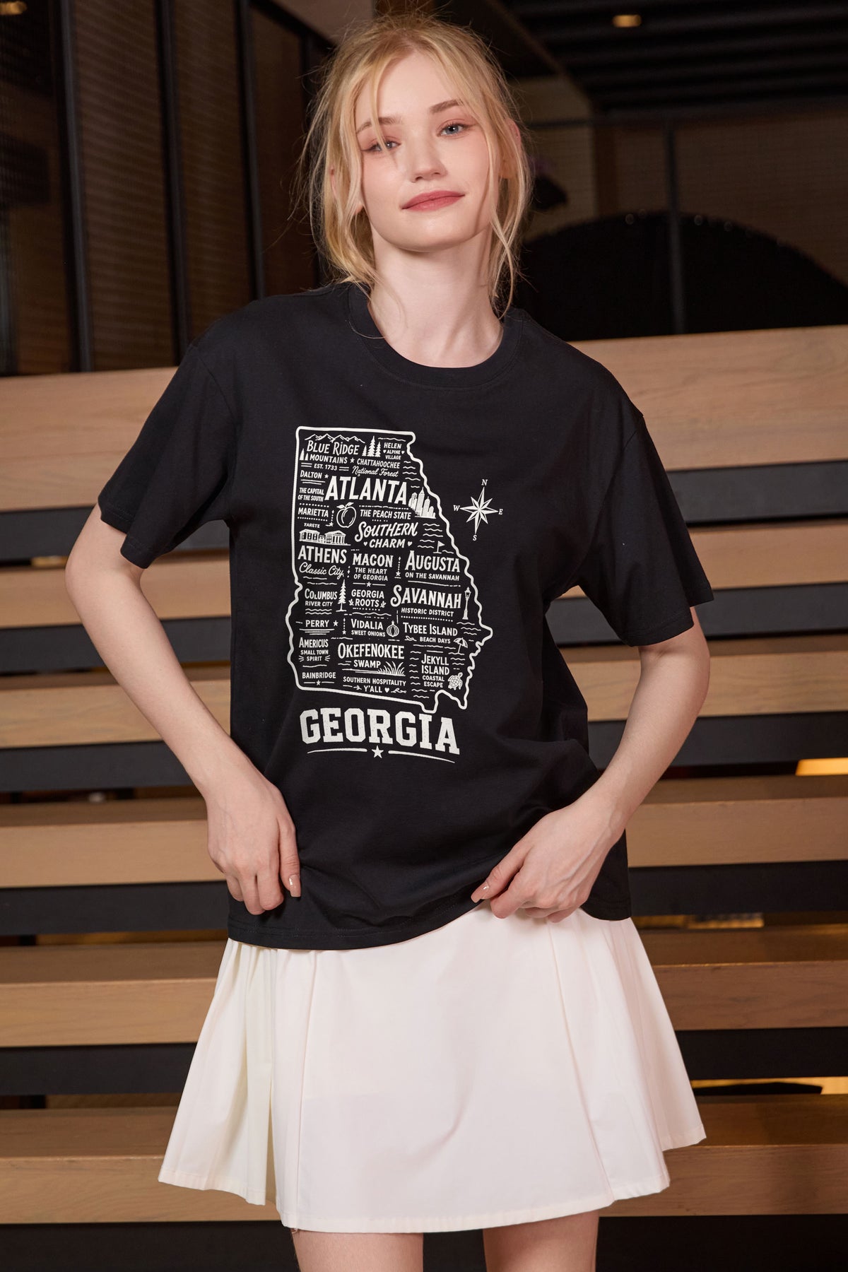 Georgia Hometown Map Tee in black — model view 2.