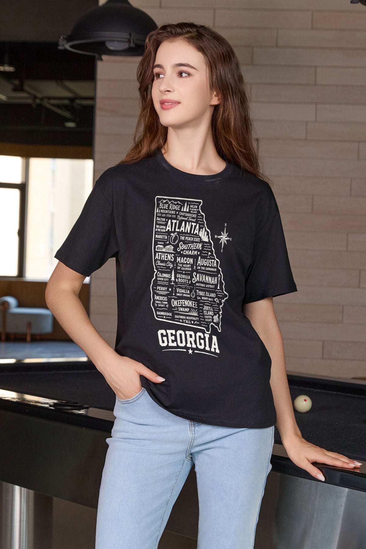 Georgia Hometown Map Tee in black — model view 3.
