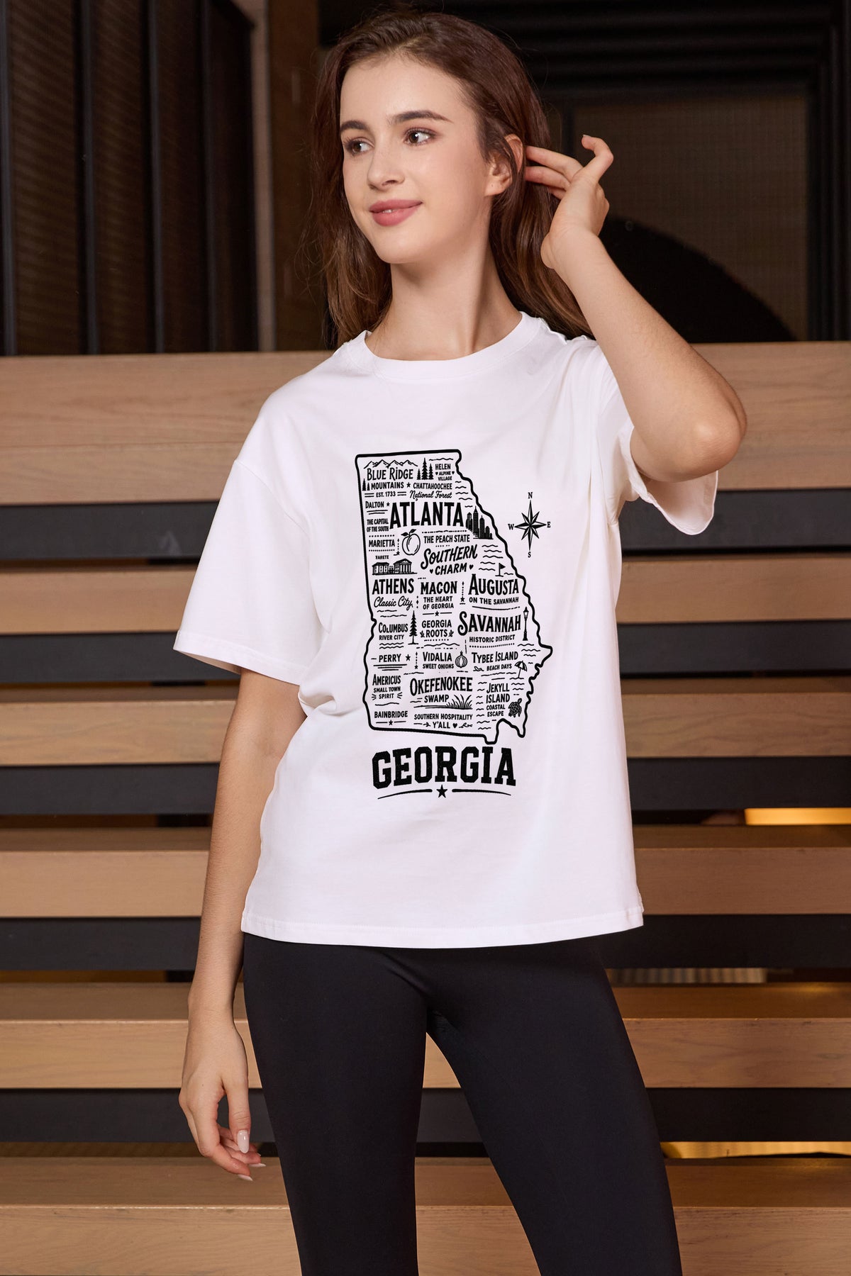 Georgia Hometown Map Tee in white — model view 1.