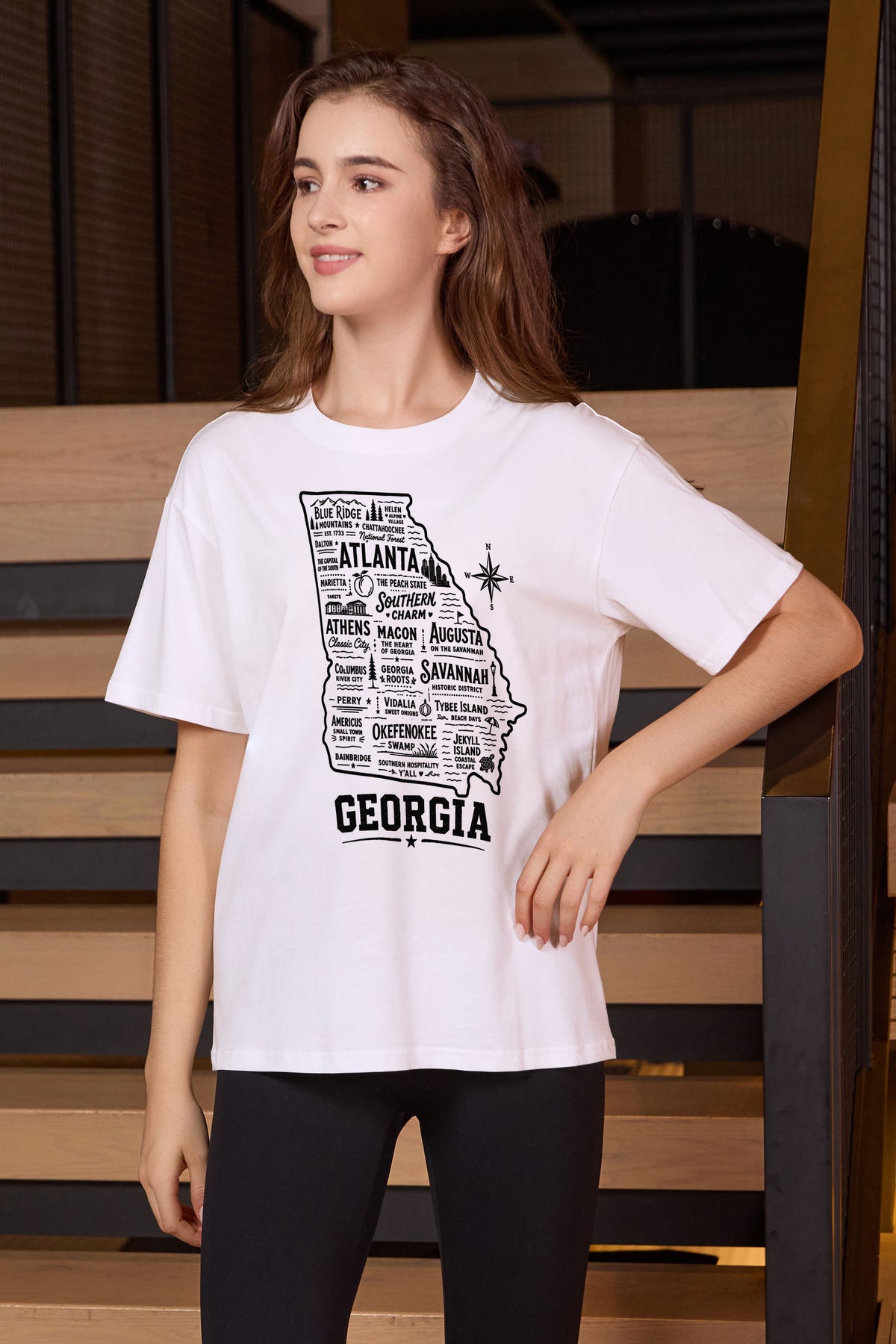 Georgia Hometown Map Tee in white — model view 2.