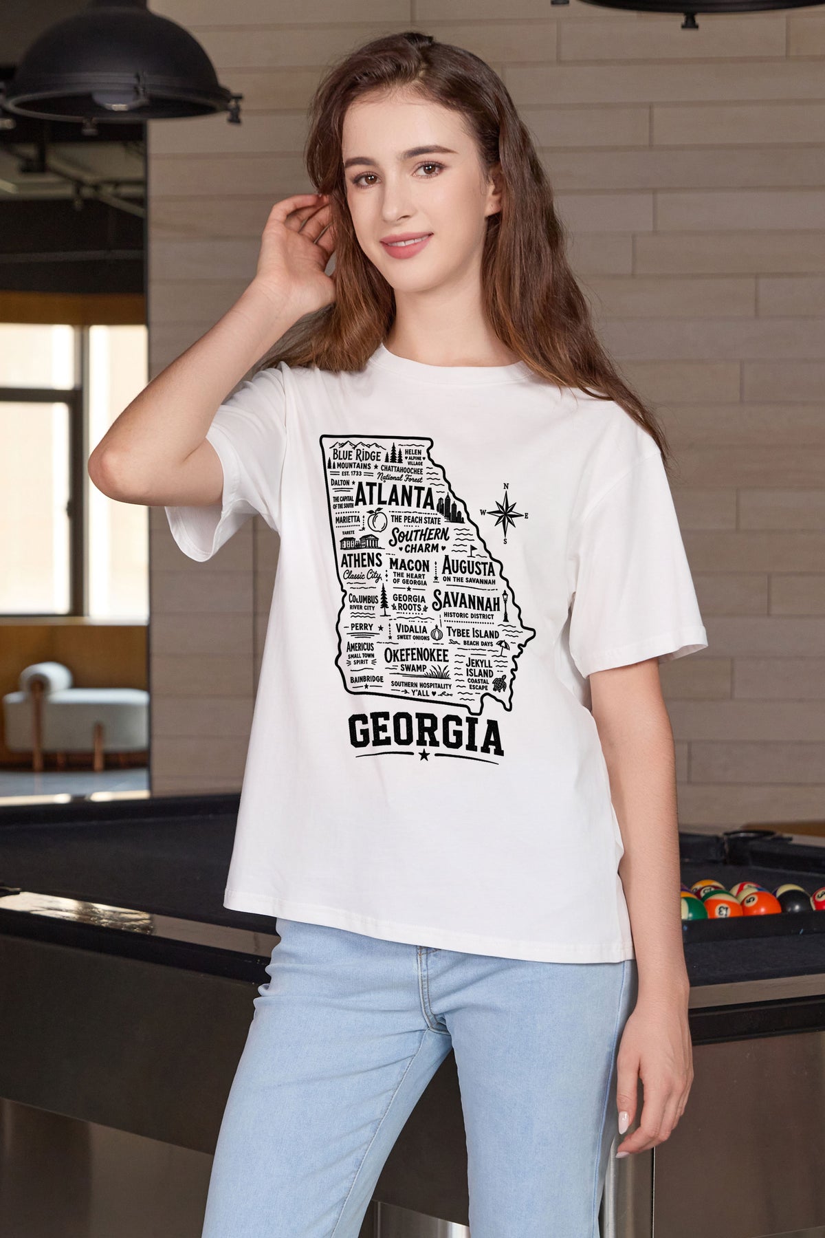 Georgia Hometown Map Tee in white — model view 3.