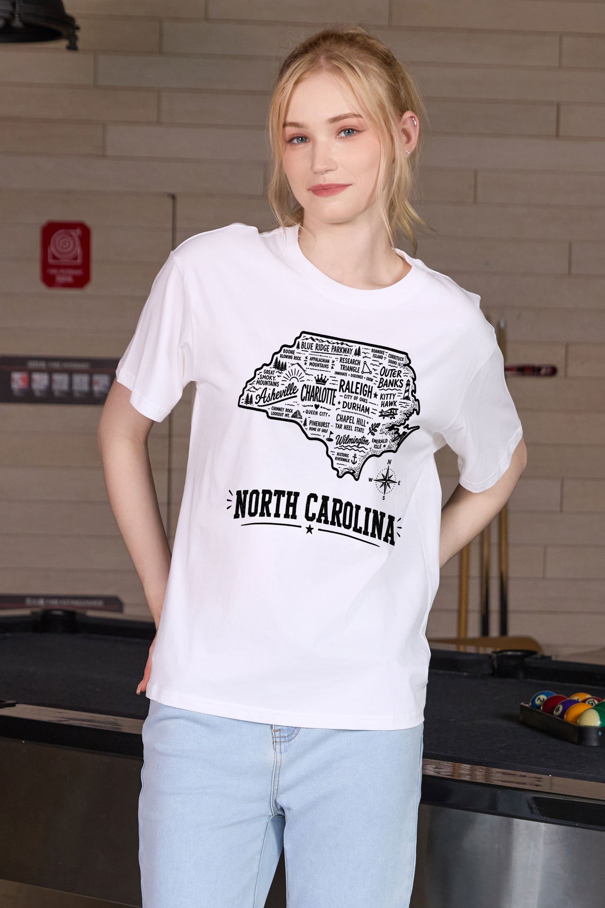 North Carolina Hometown Map Tee in white — model view 2.