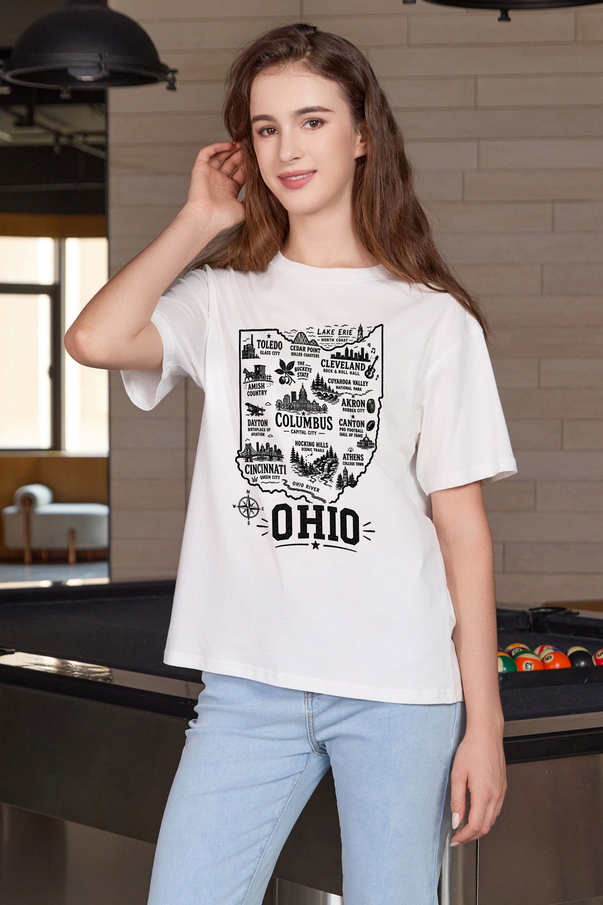 Ohio Hometown Map Tee in white — model view 3.