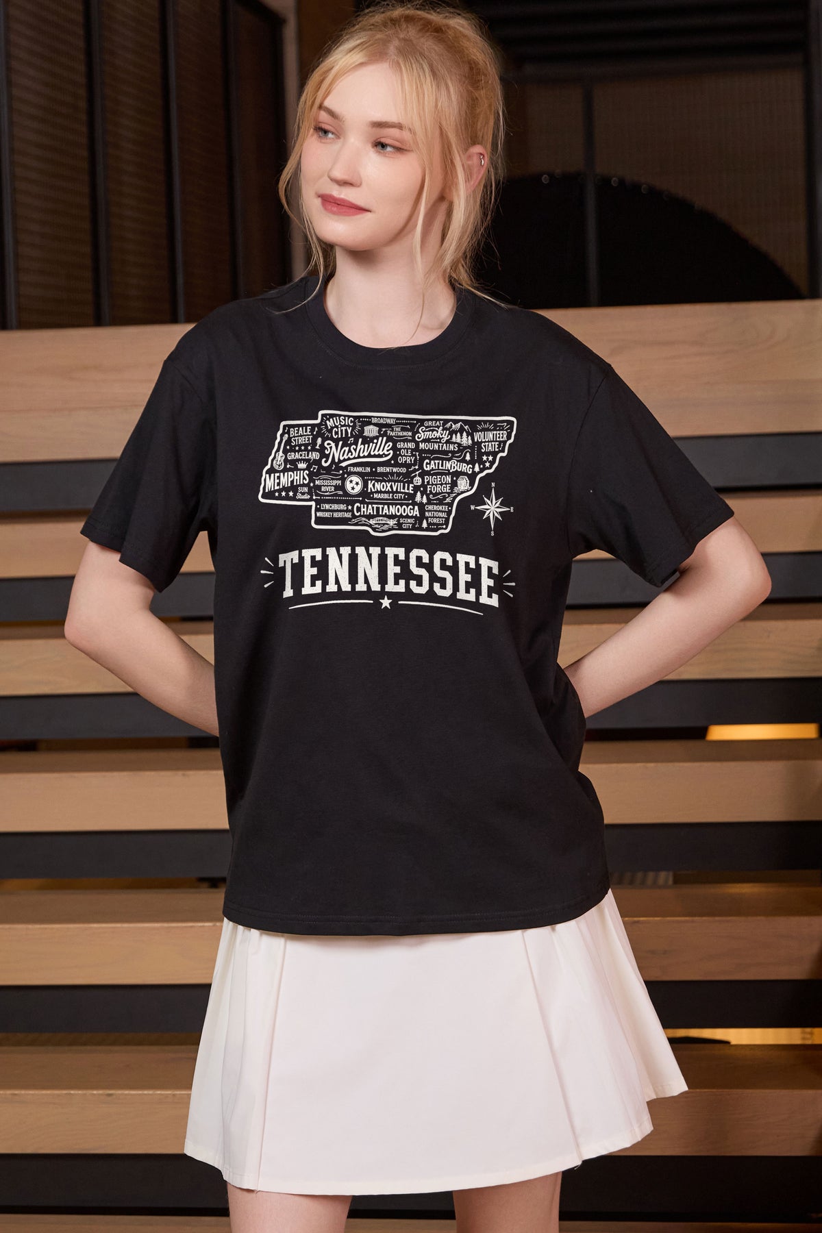 Tennessee Hometown Map Tee in black — model view 1.