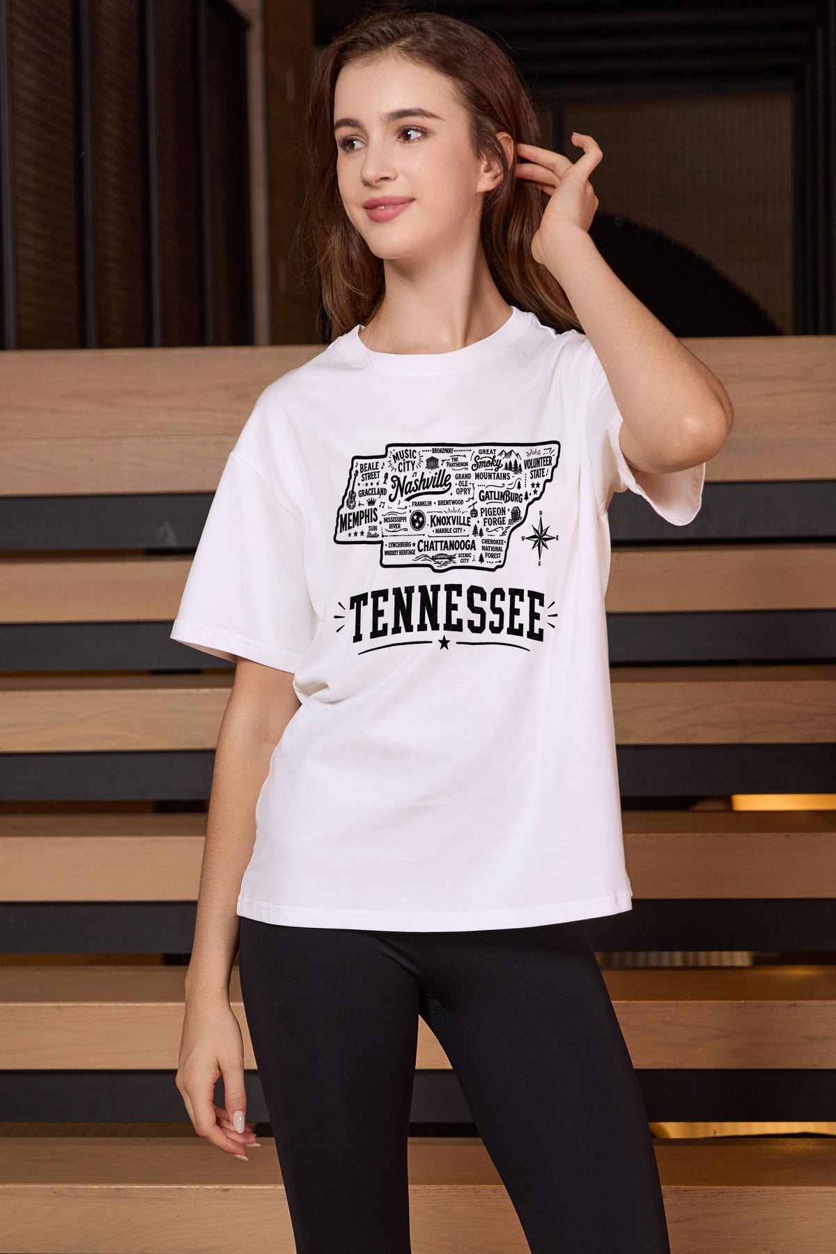 Tennessee Hometown Map Tee in white — model view 2.