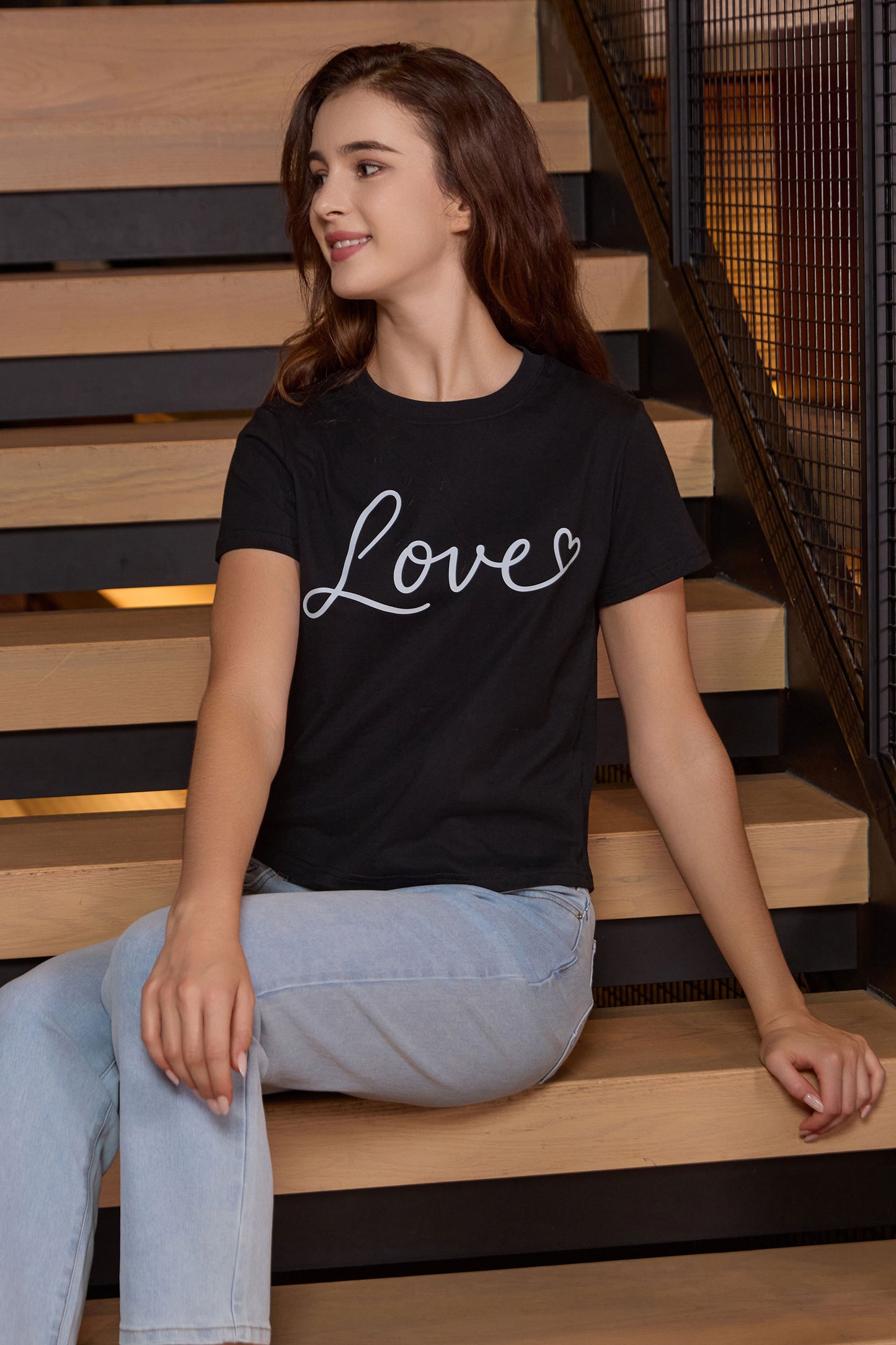 Love Script Heart Crop Tee