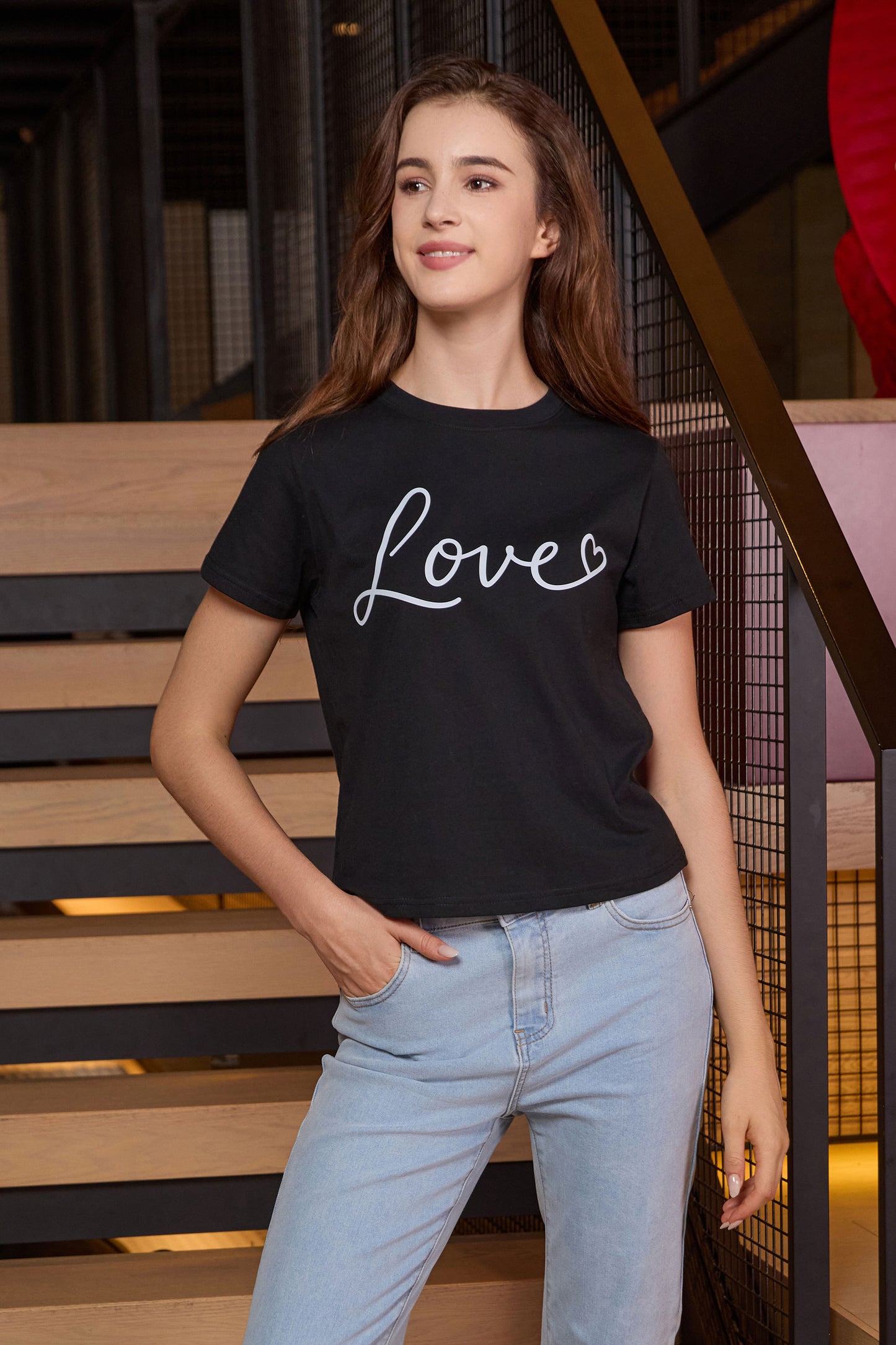 Love Script Heart Crop Tee
