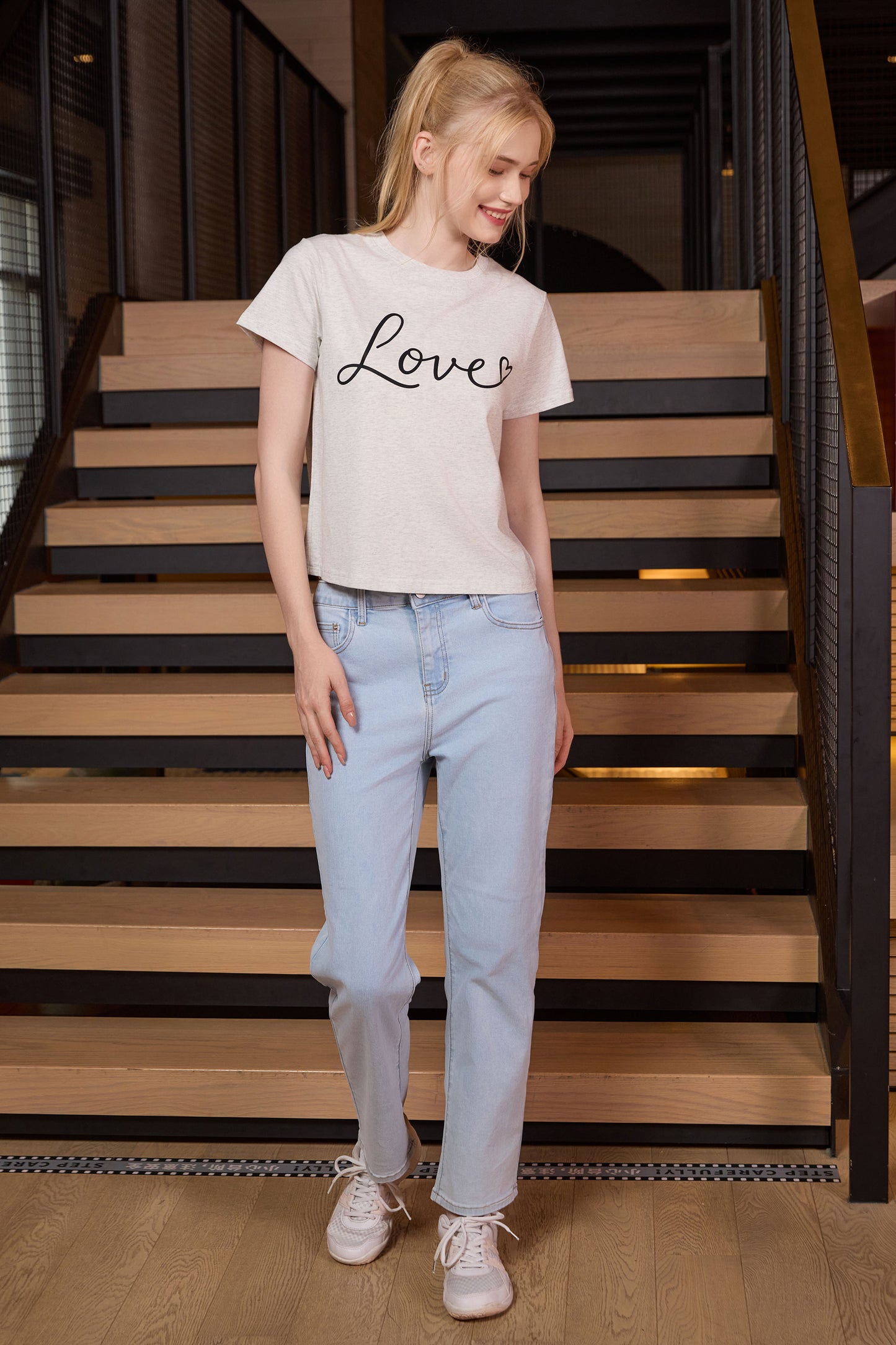 Love Script Heart Crop Tee