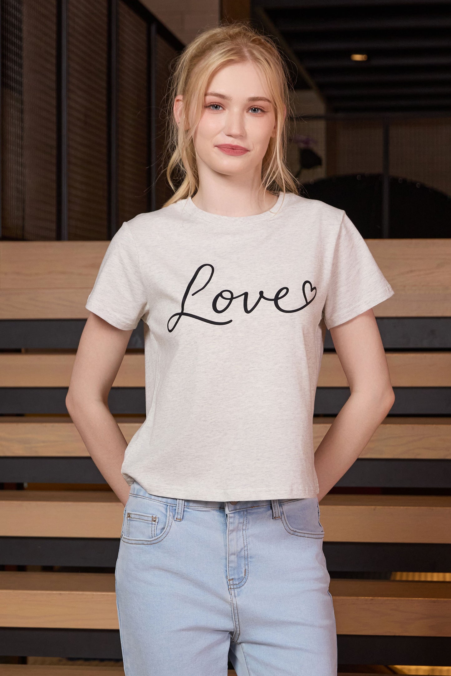 Love Script Heart Crop Tee