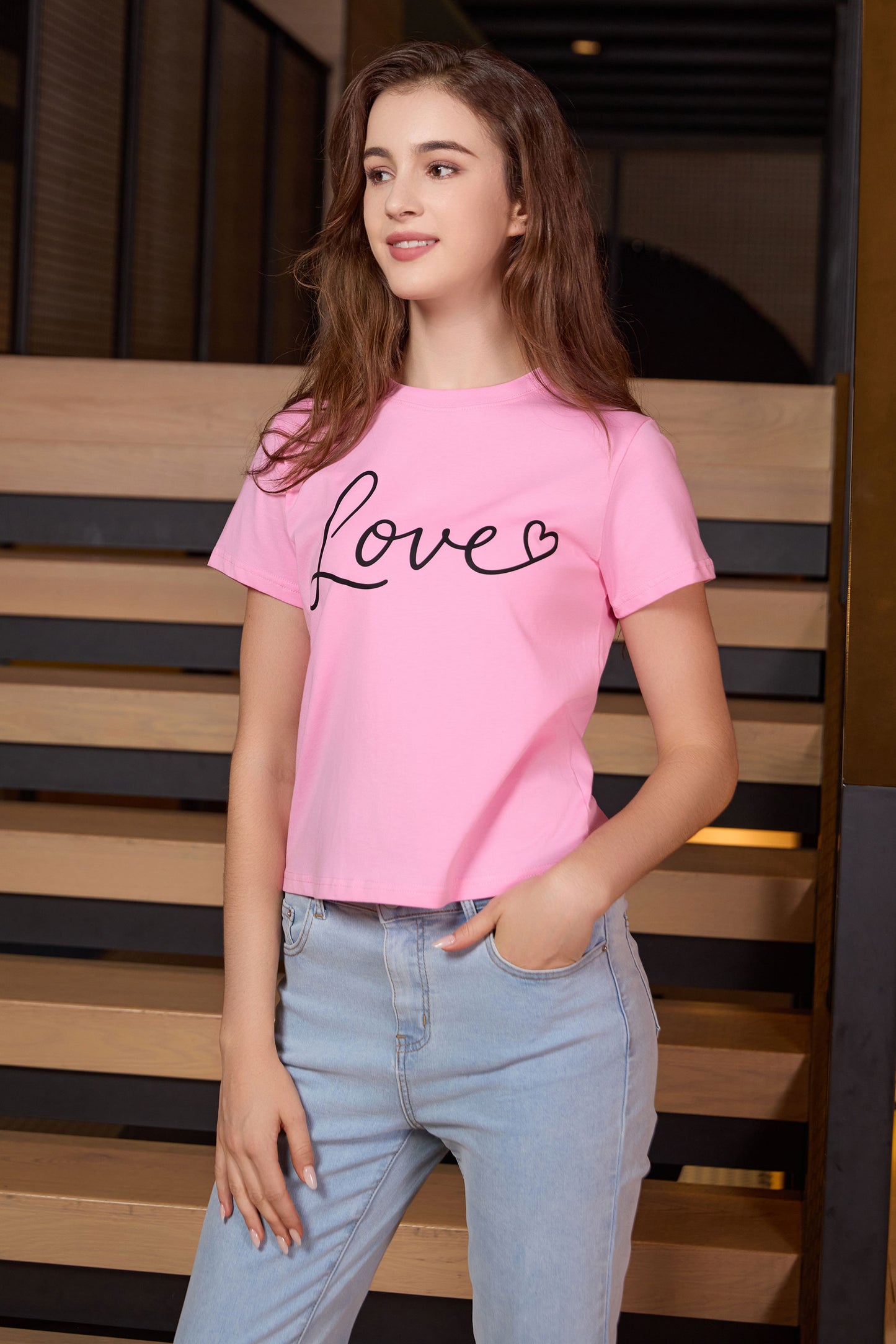 Love Script Heart Crop Tee