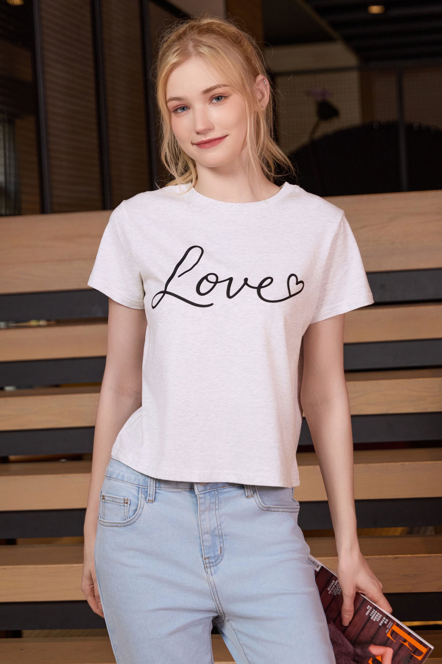 Love Script Heart Crop Tee