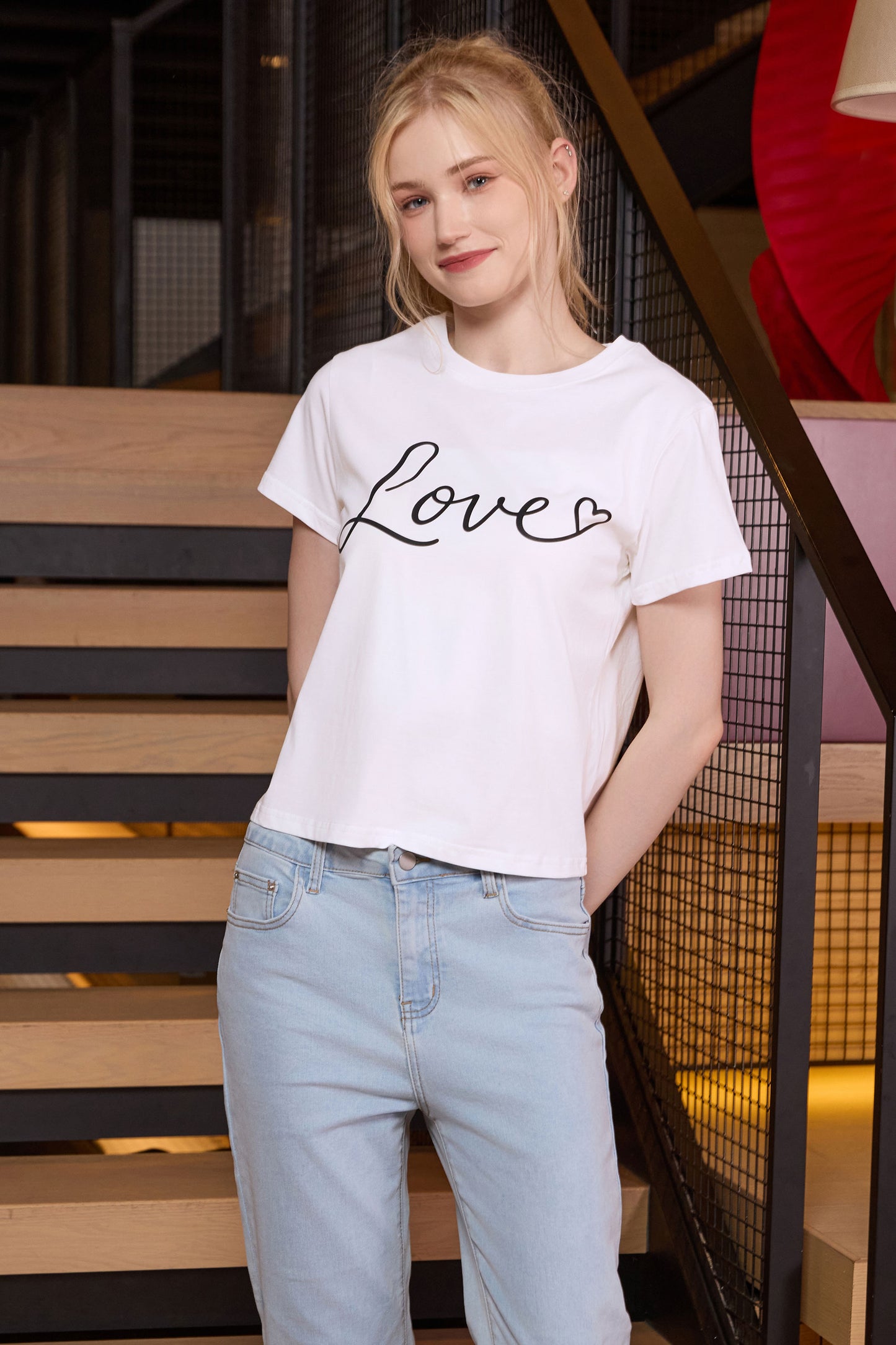 Love Script Heart Crop Tee