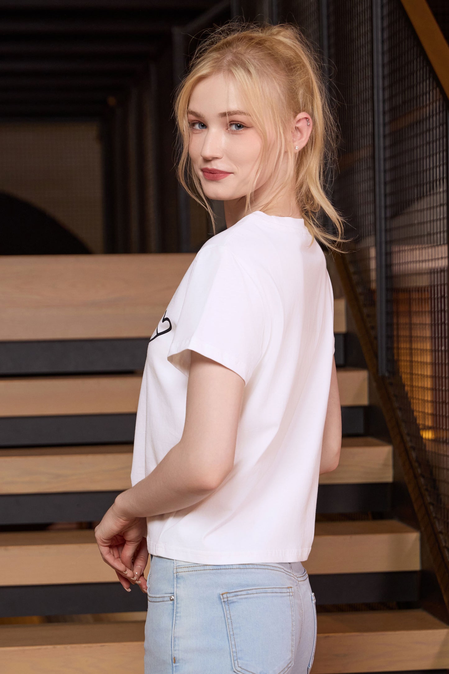 Love Script Heart Crop Tee