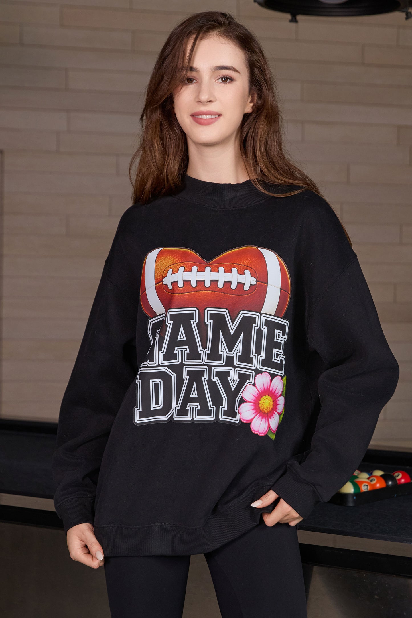 Floral Game Day Football Mockneck Sweatshirt
