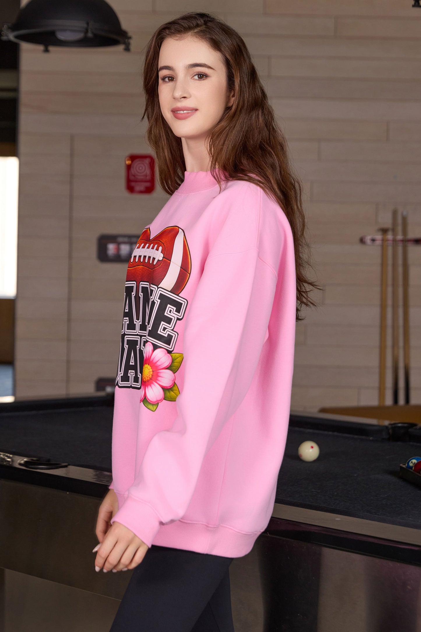 Floral Game Day Football Mockneck Sweatshirt