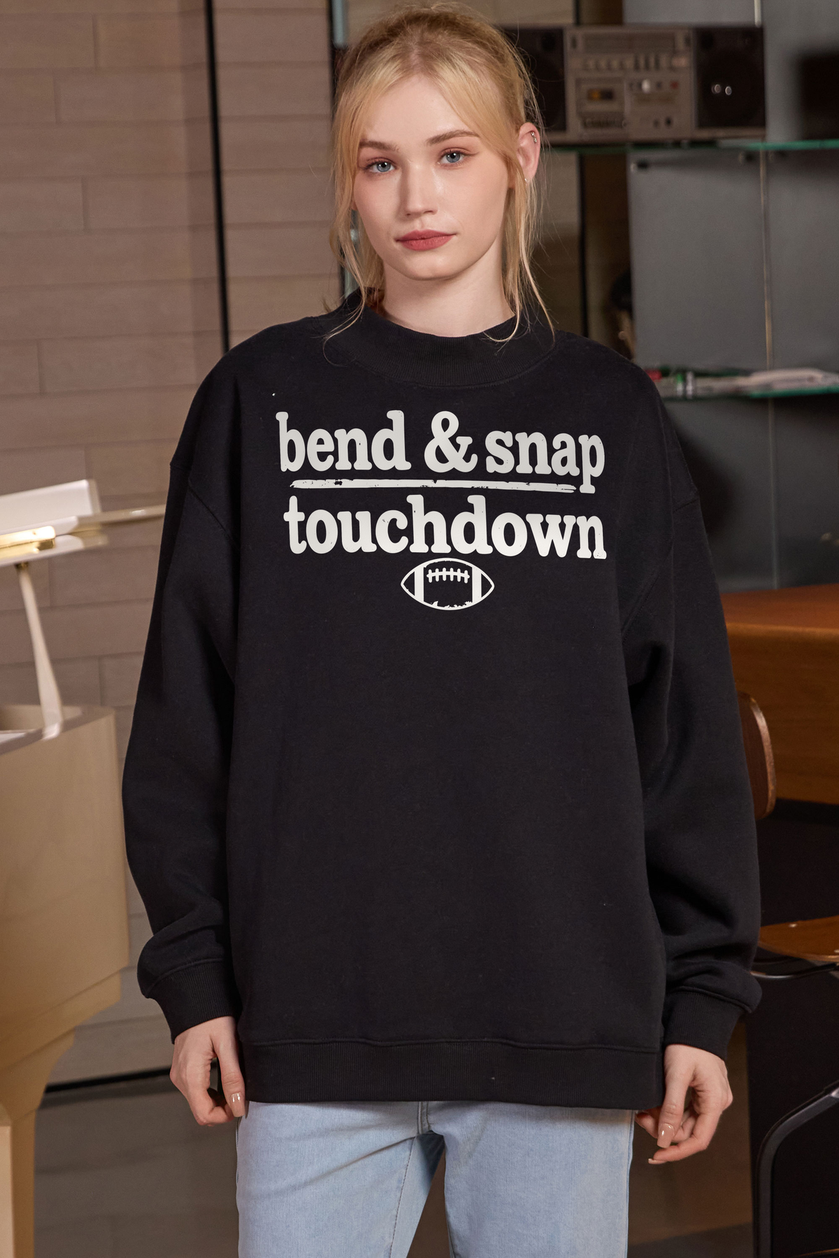 M004-G018 BLACK F1 β Bend and Snap graphic on M004 black garment