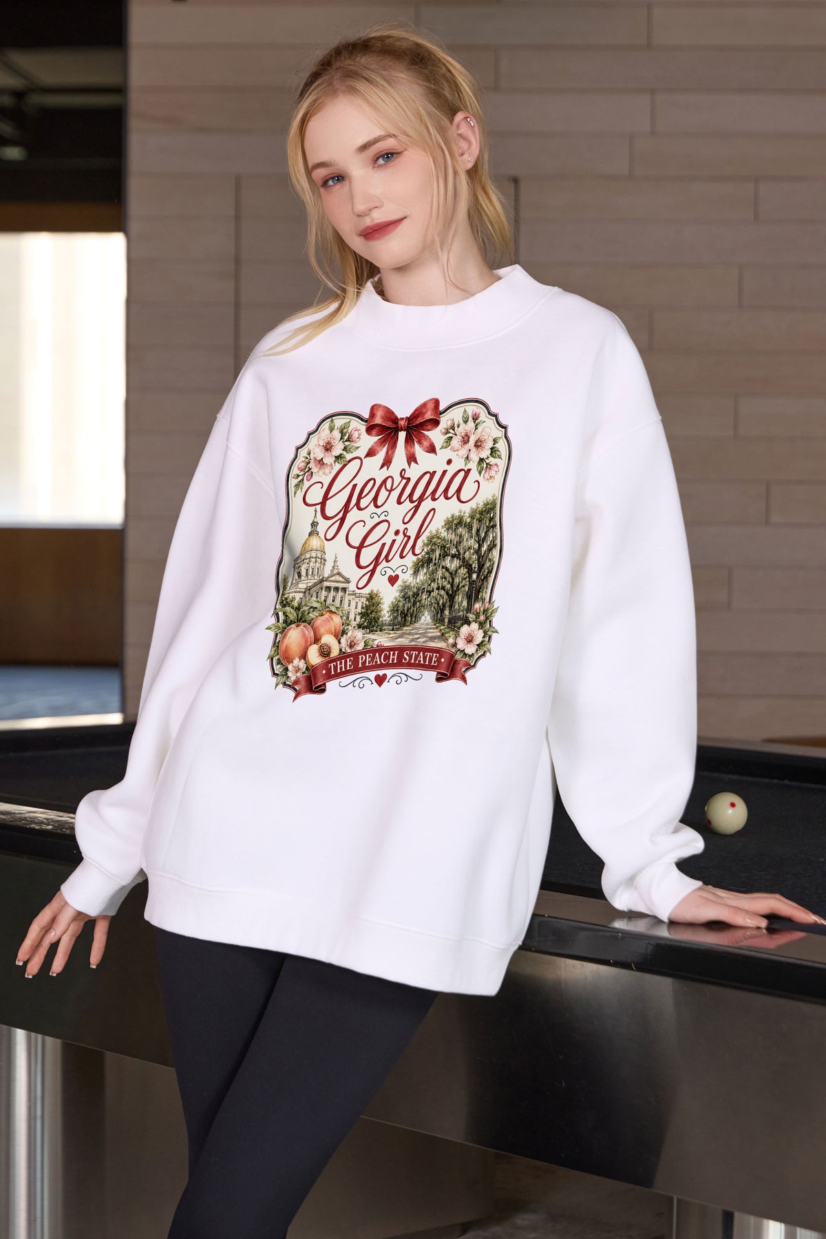 Georgia Girl Illustrated Sweatshirt in white — model view 3.