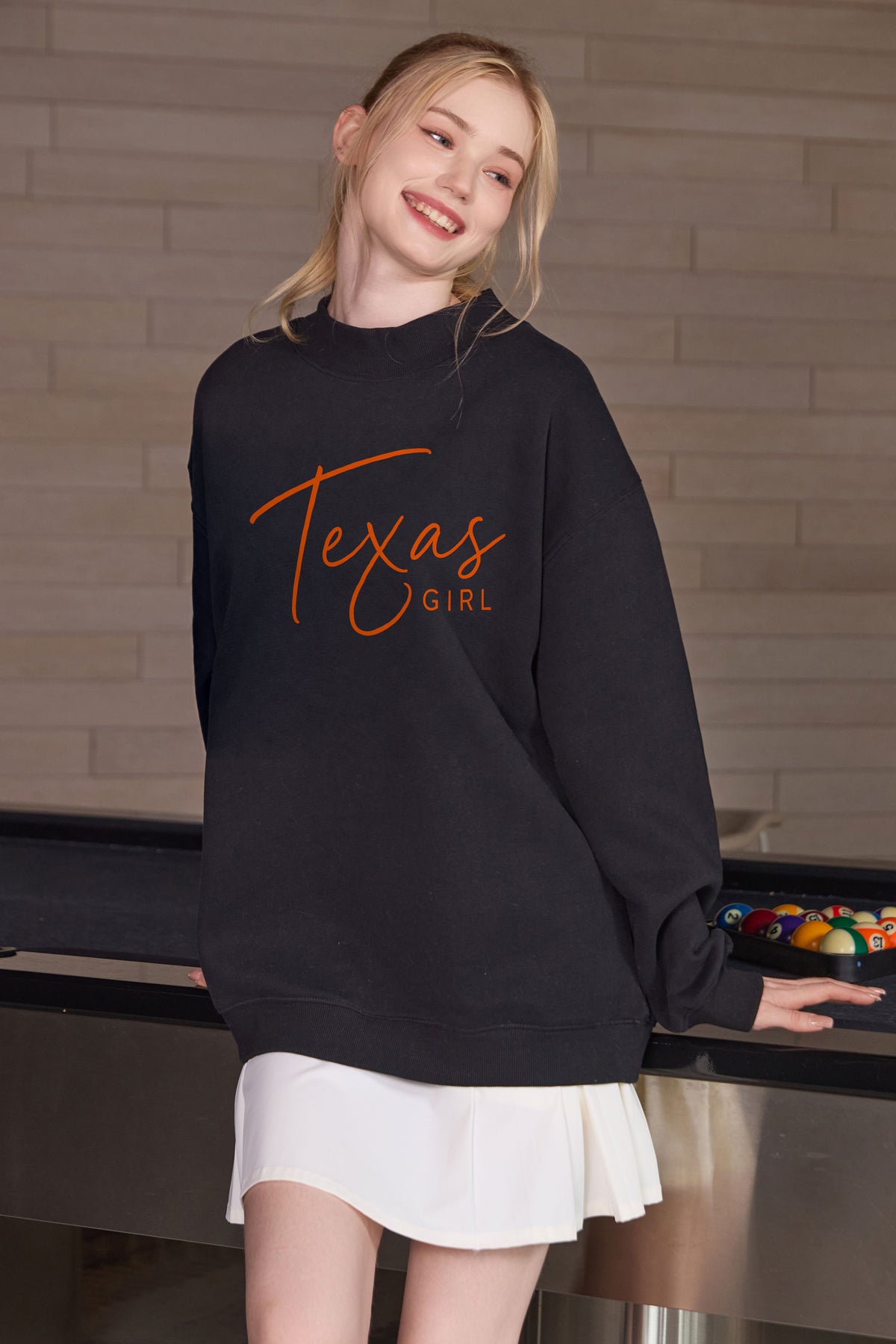 Texas Girl Lettering Sweatshirt in black — model view 2.
