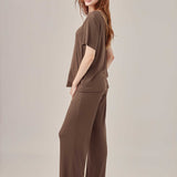 Airy soft loose fit top & wide pants set