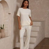 Airy soft loose fit top & wide pants set