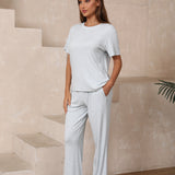 Airy soft loose fit top & wide pants set