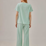 Waffled Top and Wide Legged Pant 2 Piece Set