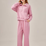 STYBB Half-Zip Sweatshirt Set - Pink
