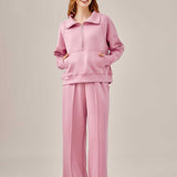 STYBB Half-Zip Sweatshirt Set - Pink