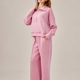 STYBB Half-Zip Sweatshirt Set - Pink