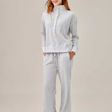 Waffled henley pullover & pants set