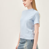 The Lush Touch Mock Neck Top - Blue