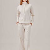 Waffled henley pullover & pants set