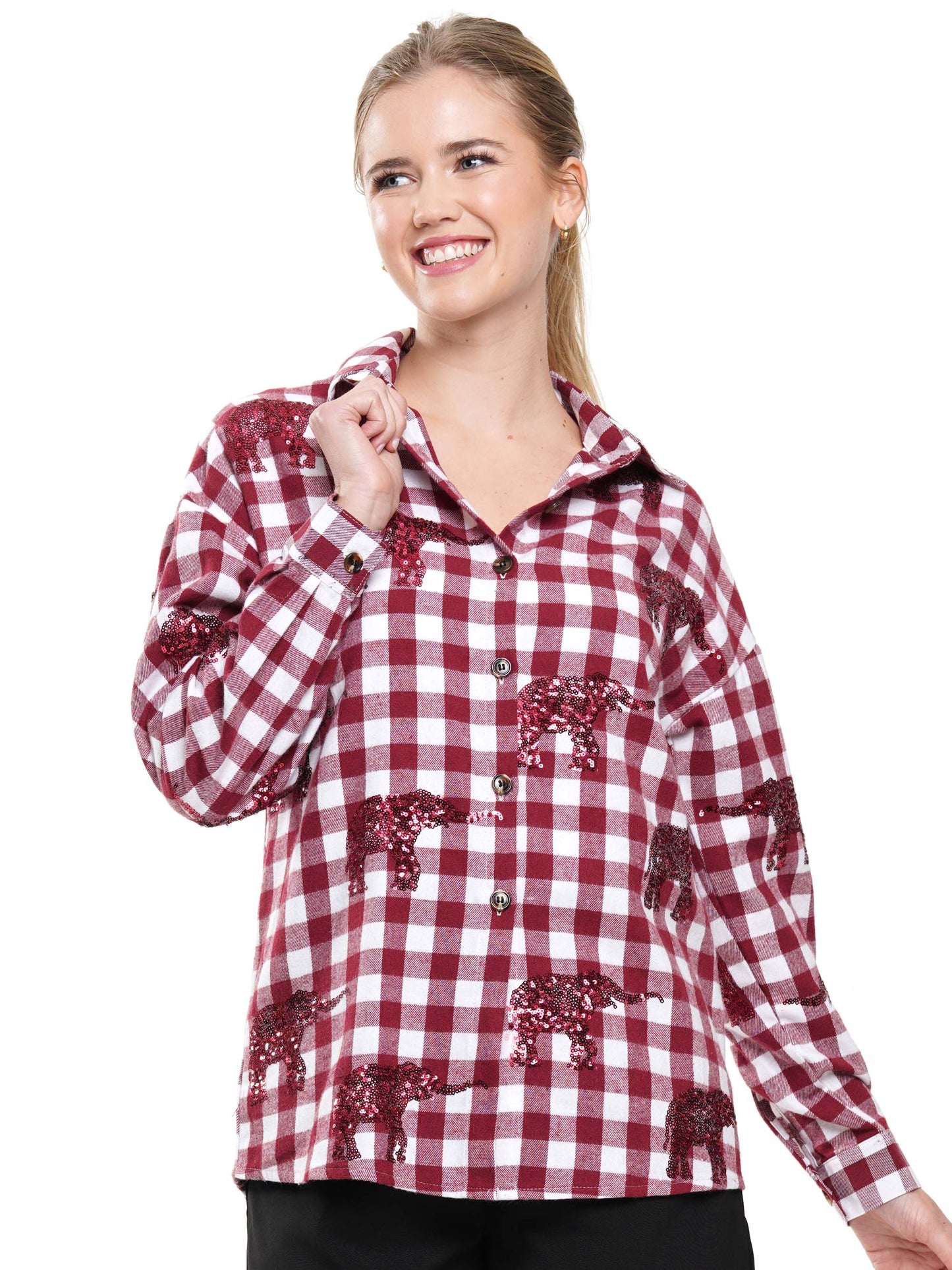 Sequin Elephants Flannel