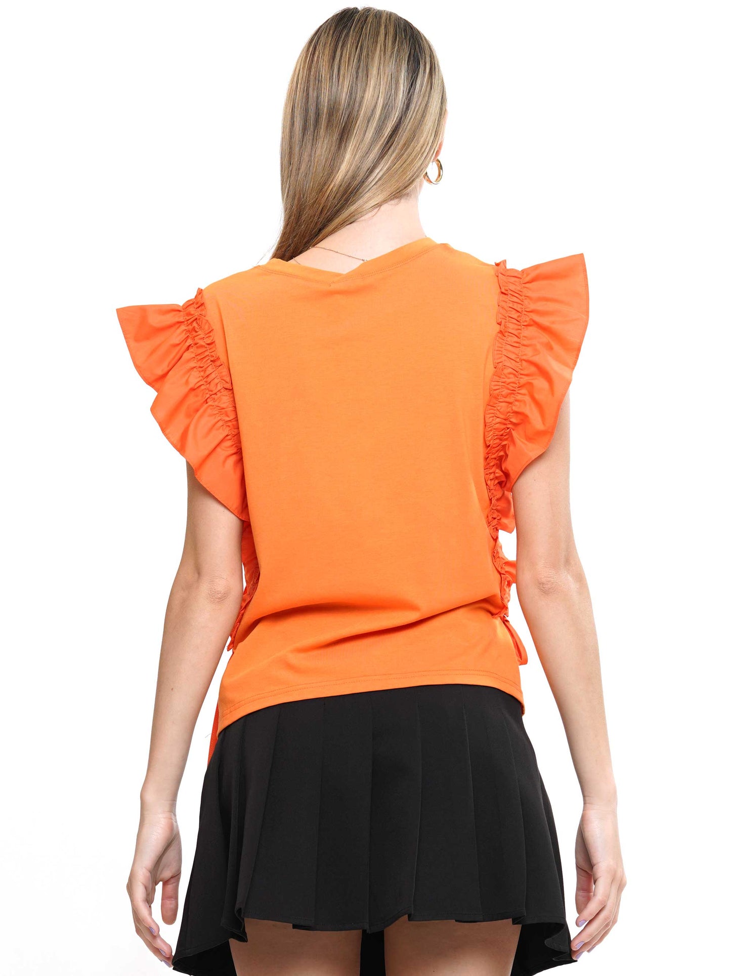 Ruffle Sleeve Sequin Football Top