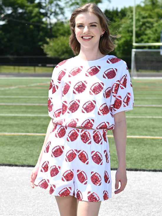 Superball Sequin Pattern Crop Top & Shorts Set