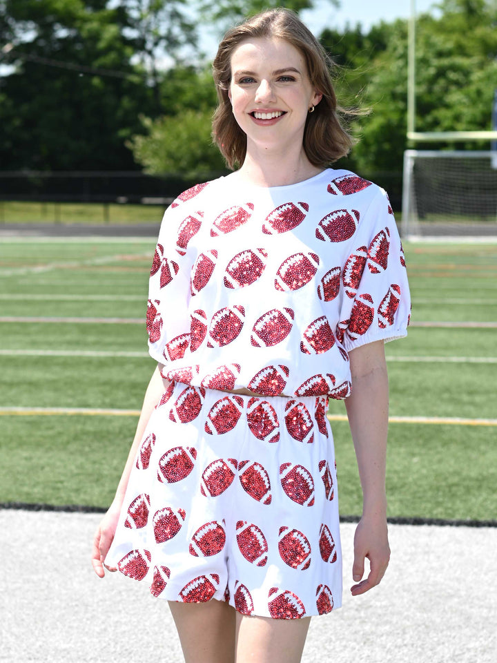 Superball Sequin Pattern Crop Top & Shorts Set