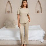 Airy soft loose fit top & wide pants set