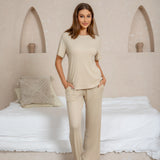 Airy soft loose fit top & wide pants set