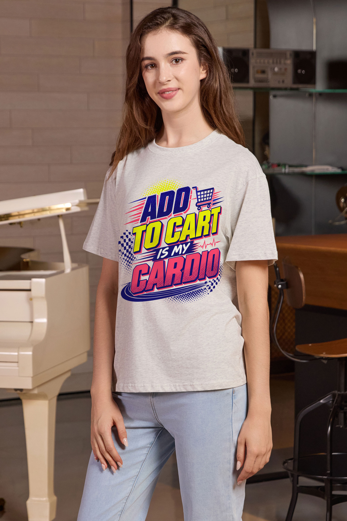 M001-F020 HEATHER-GREY F2 — Add to cart graphic on M001 heather grey garment