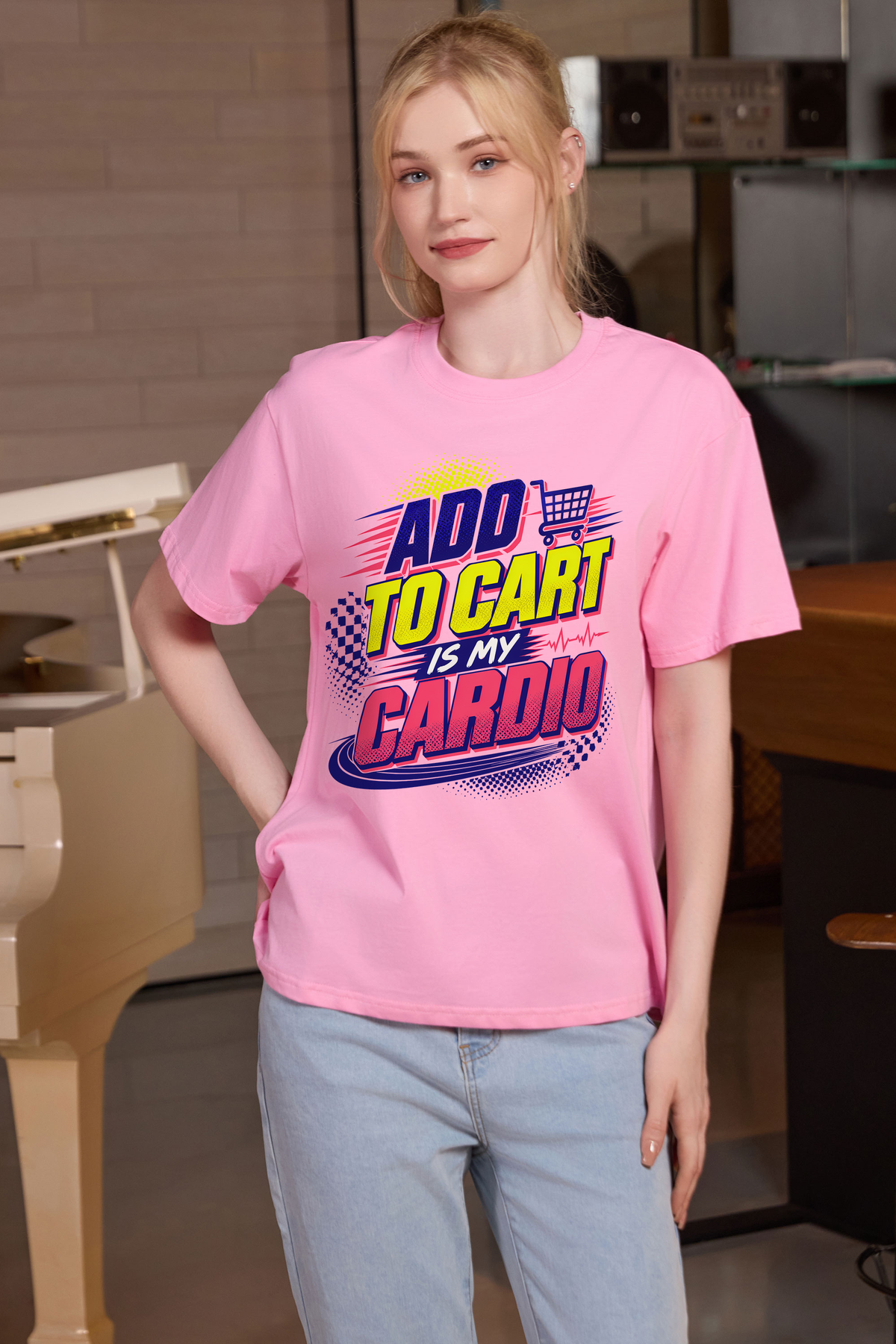 M001-F020 LIGHT-PINK F1 — Add to cart graphic on M001 light pink garment