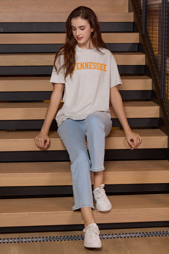Tennessee Collegiate Tee — heather grey — front view 3