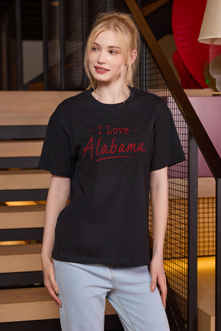 I Love Alabama Tee in black — model view 1.