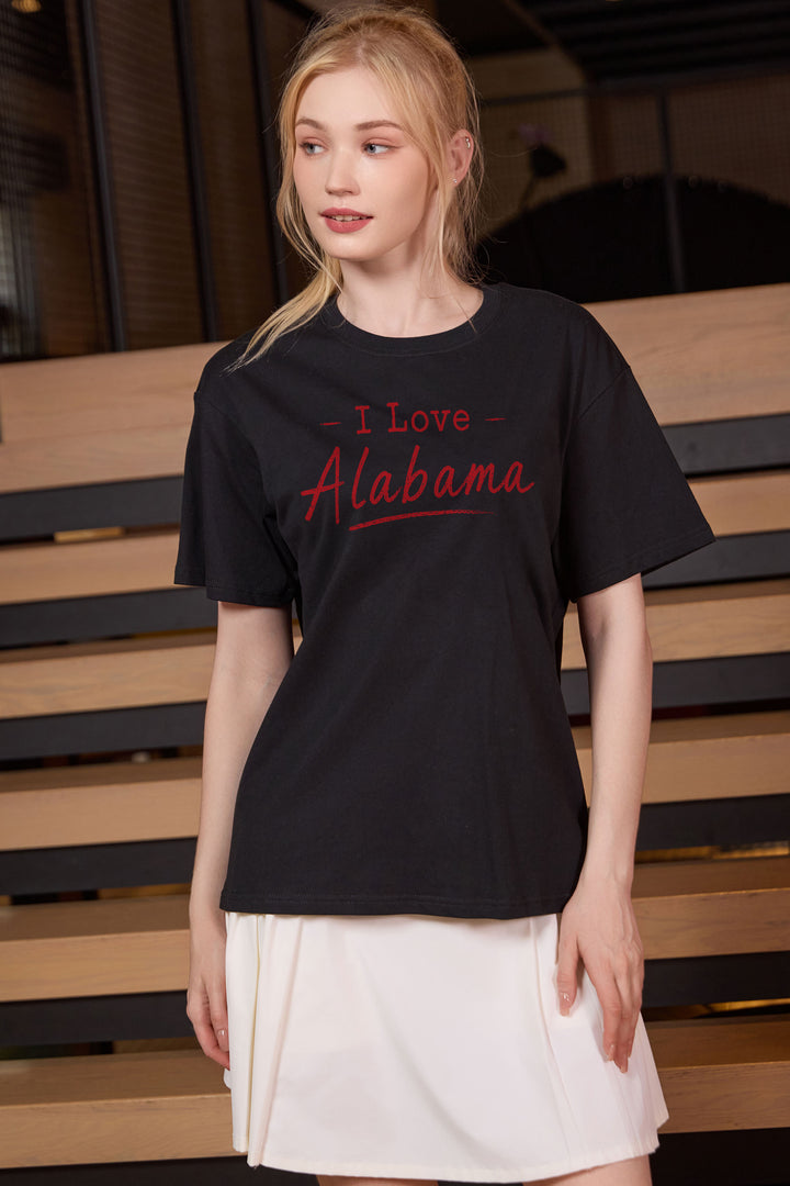 I Love Alabama Tee in black — model view 2.