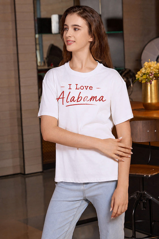 I Love Alabama Tee in white — product view 3