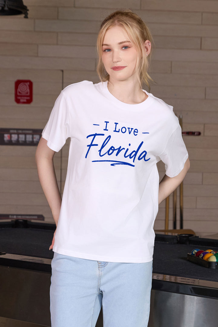 I Love Florida Tee in white — model view 2.