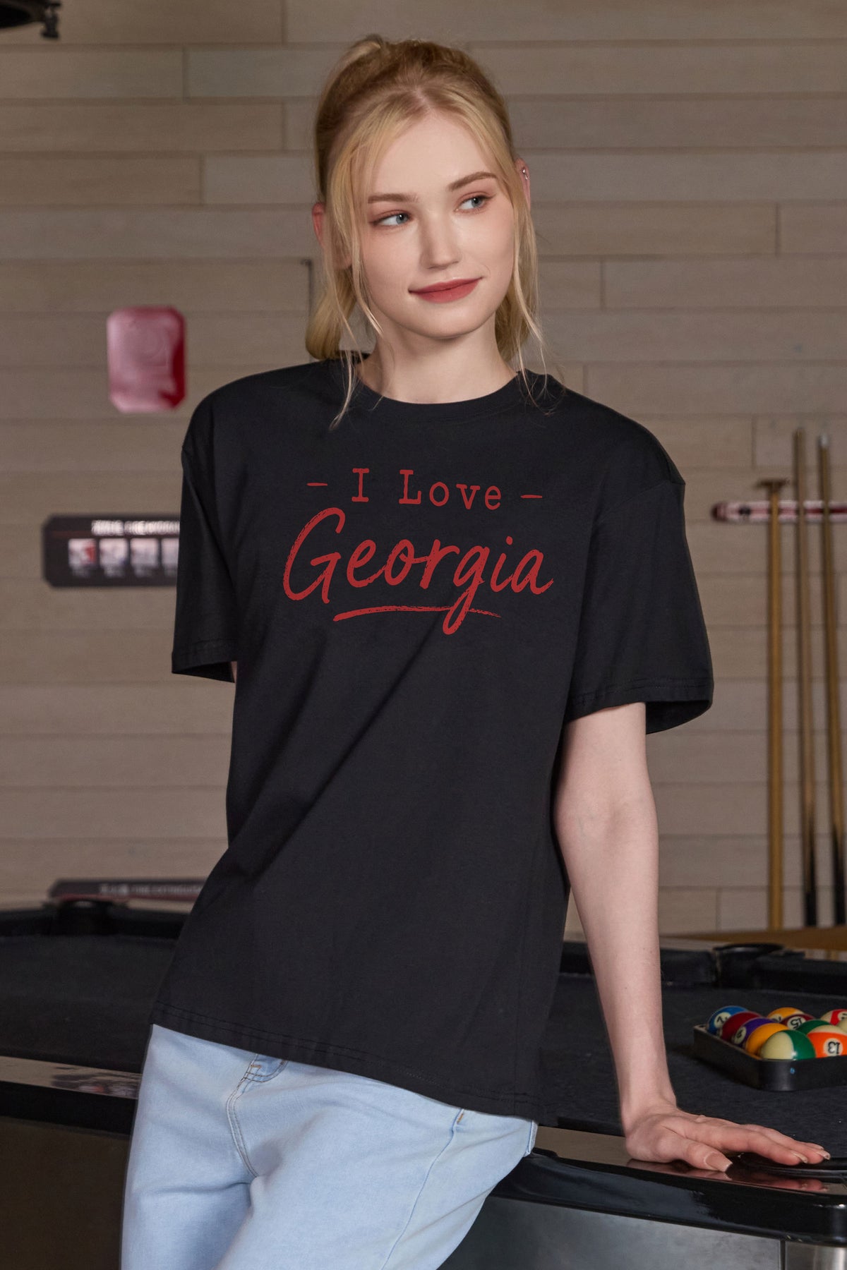 I Love Georgia Tee in black — model view 1.